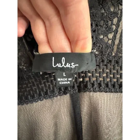 Lulus Sheer For It Black and Nude Lace Midi Dress size L - Picture 6 of 6